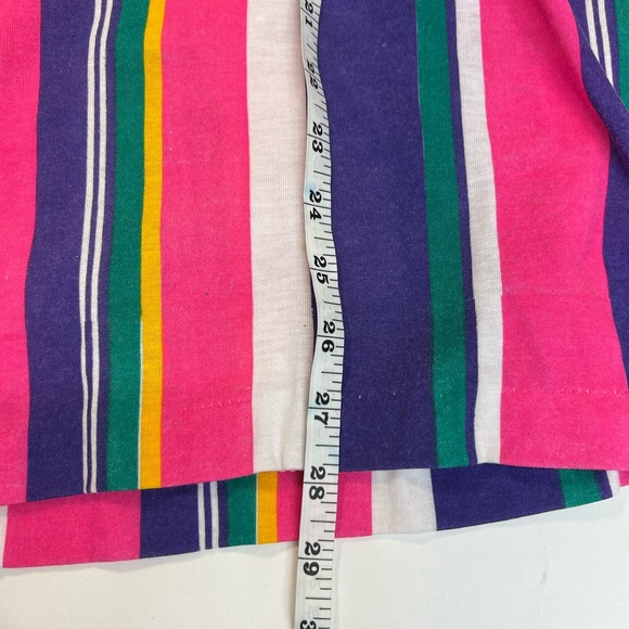 Vintage Bright Stripe Shirt 80s Size XL - Picture 10 of 16